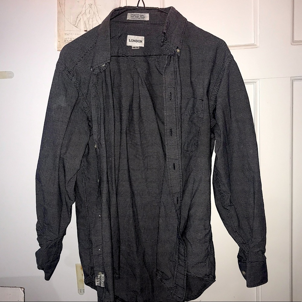 London Black Plaid Button up